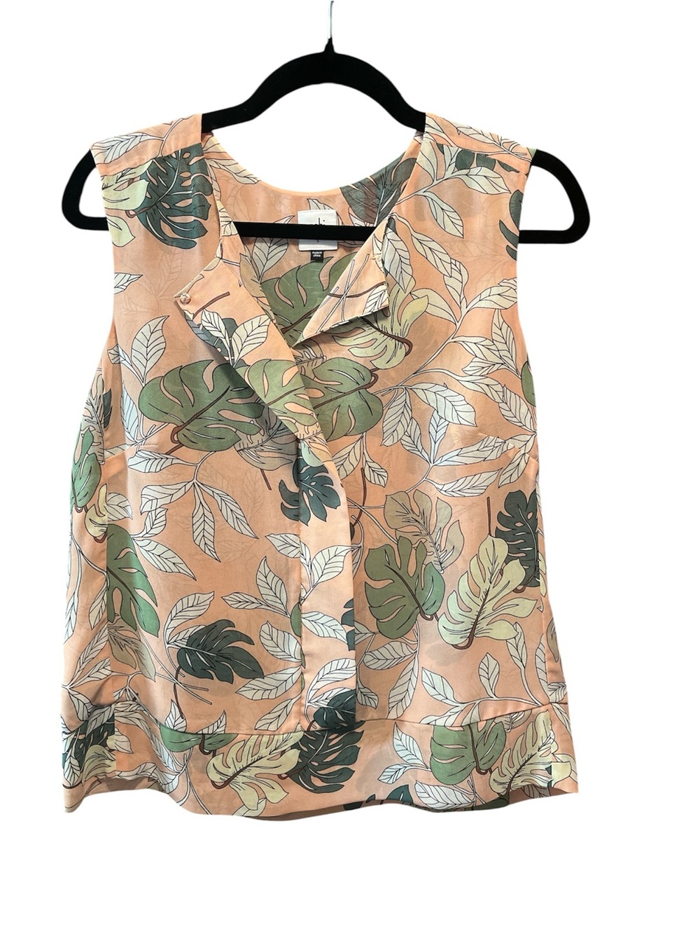 CAbi Peach Tropical Leaf Sleeveless Blouse